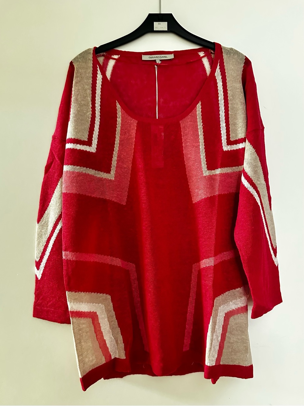 Gerard Darel Red Geometric Knit Pullover sweater, size 1